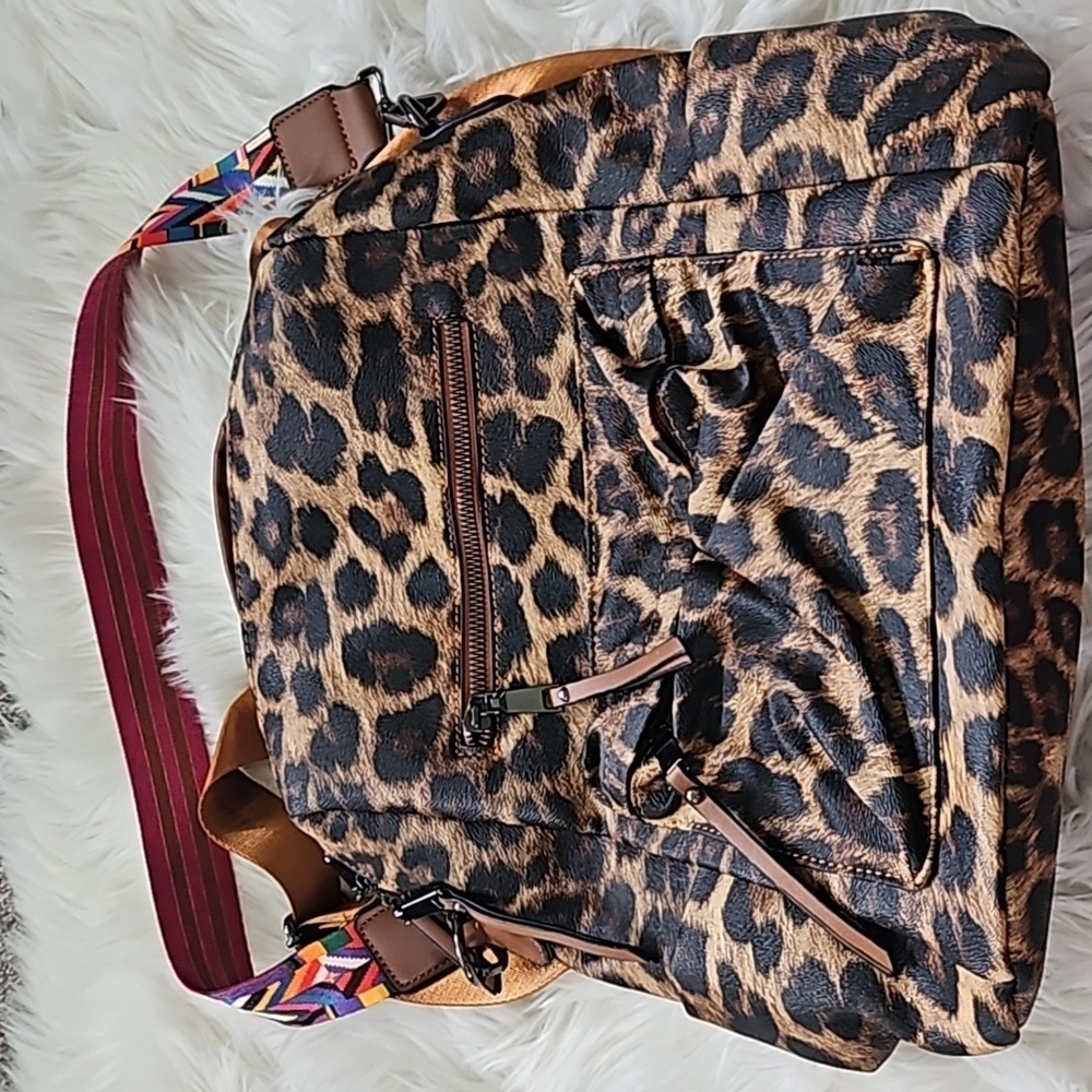 Leopard Print Backpack With Multicolored Shoulder… - image 2